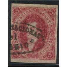 ARGENTINA 1872 GJ 34 RIVADAVIA ESTAMPILLA DE 8va TIRADA MUY BUEN EJEMPLAR DE GRANDES MARGENES, HERMOSO U$ 85